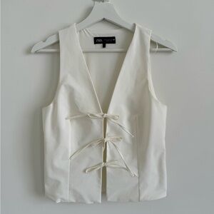 Zara Women White Sleeveless Top